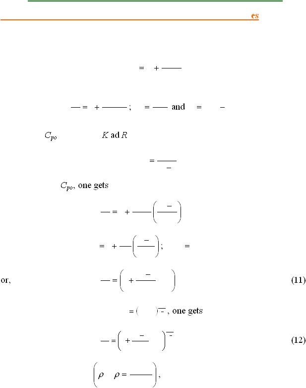  6  es      ;  and  CpoK ad R  Cpo, one gets   ;    or,  (11) , one gets   (12) ,   